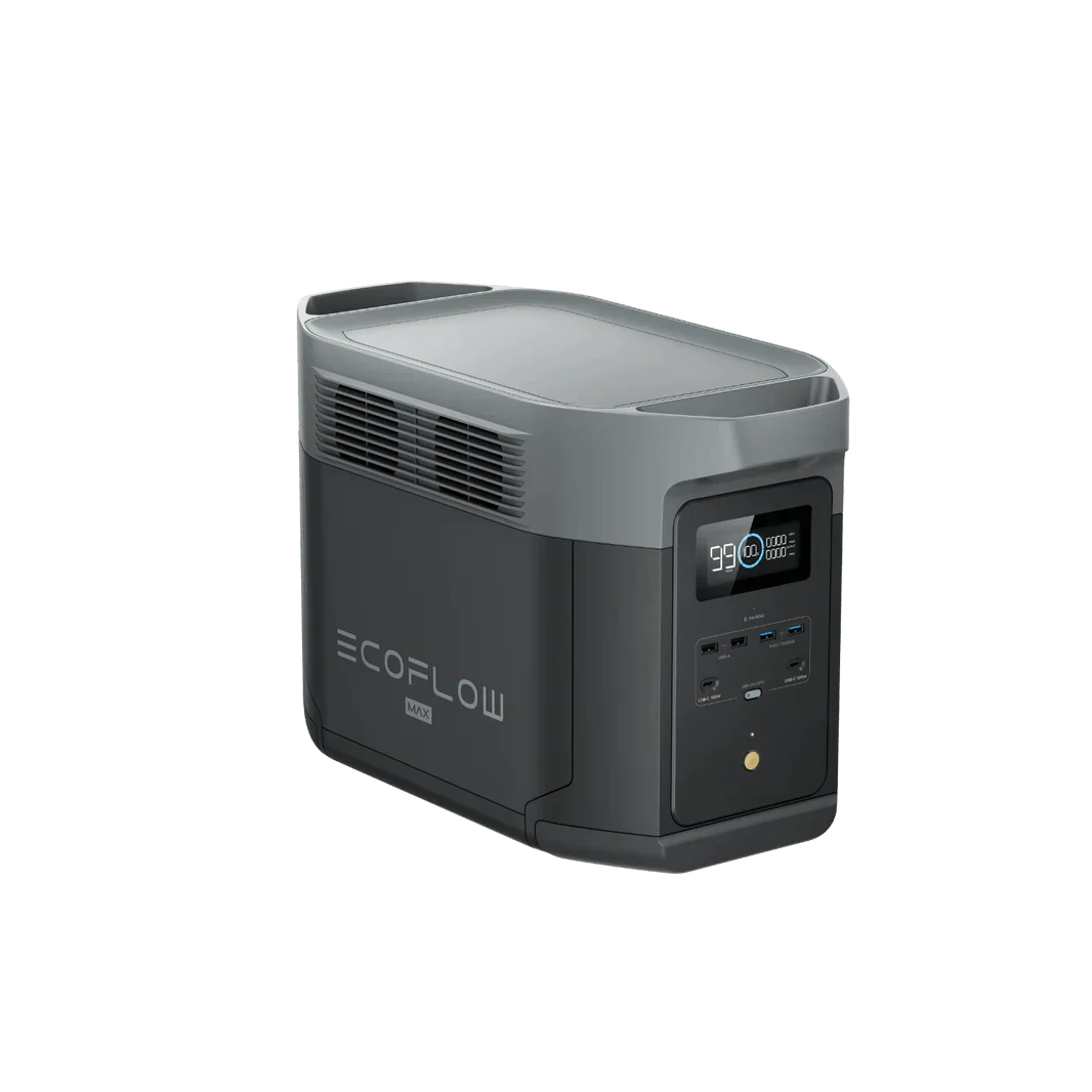 EcoFlow Delta 2 Max With Extra Battery 4096Wh 2400W LiFePO4 Solar Generator + 200W Rigid Monocrystalline Solar Panels Kit