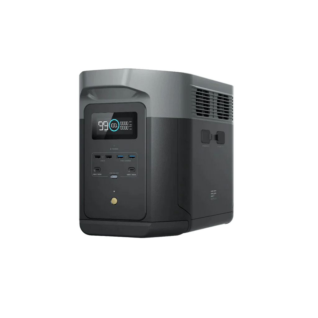EcoFlow Delta 2 Max 2048Wh 2400W LiFePO4 Solar Generator + 200W Rigid Monocrystalline Solar Panels Kit
