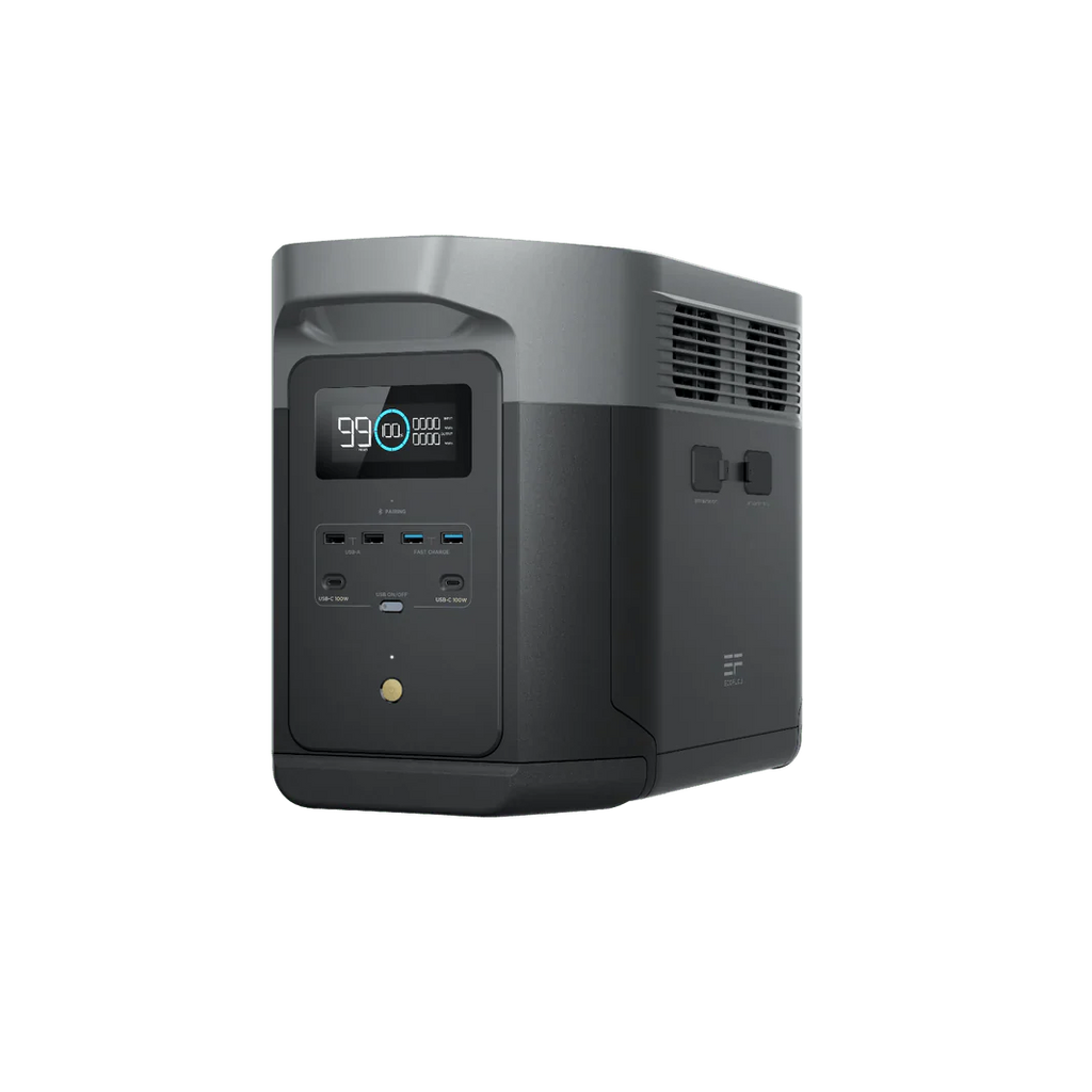 EcoFlow Delta 2 Max 2048Wh 2400W LiFePO4 Solar Generator + 100W Rigid Monocrystalline Solar Panels Kit