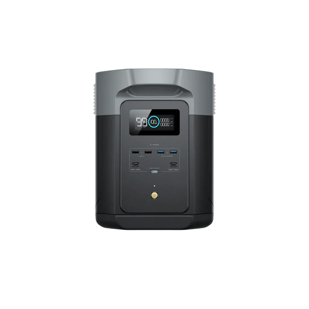 EcoFlow Delta 2 Max 2048Wh 2400W LiFePO4 Solar Generator + 100W Rigid Monocrystalline Solar Panels Kit