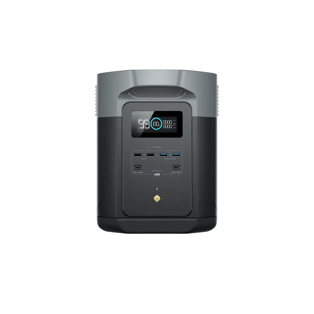 EcoFlow Delta 2 Max 2048Wh 2400W LiFePO4 Solar Generator + 100W Portable Monocrystalline Solar Panels Kit
