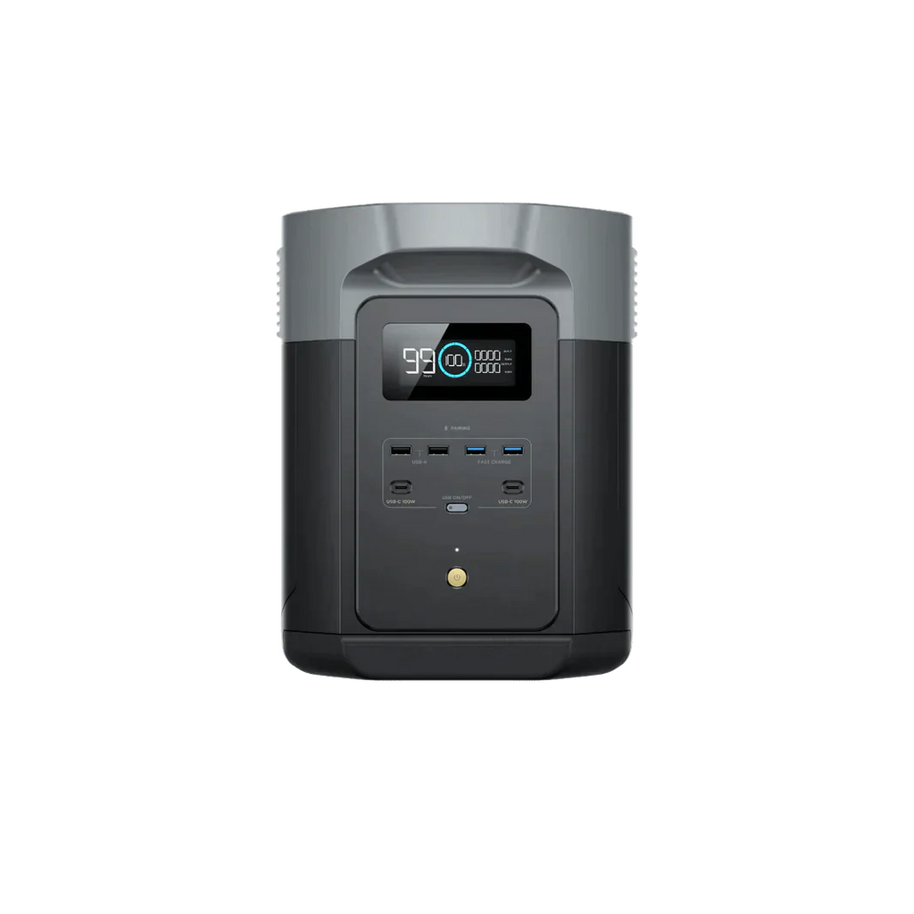 EcoFlow Delta 2 Max With Extra Battery 4096Wh 2400W LiFePO4 Solar Generator + 200W Portable Monocrystalline Solar Panels Kit