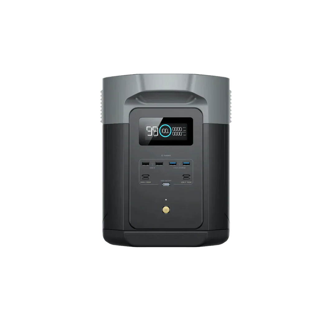 EcoFlow Delta 2 Max With Extra Battery 4096Wh 2400W LiFePO4 Solar Generator + 200W Rigid Monocrystalline Solar Panels Kit